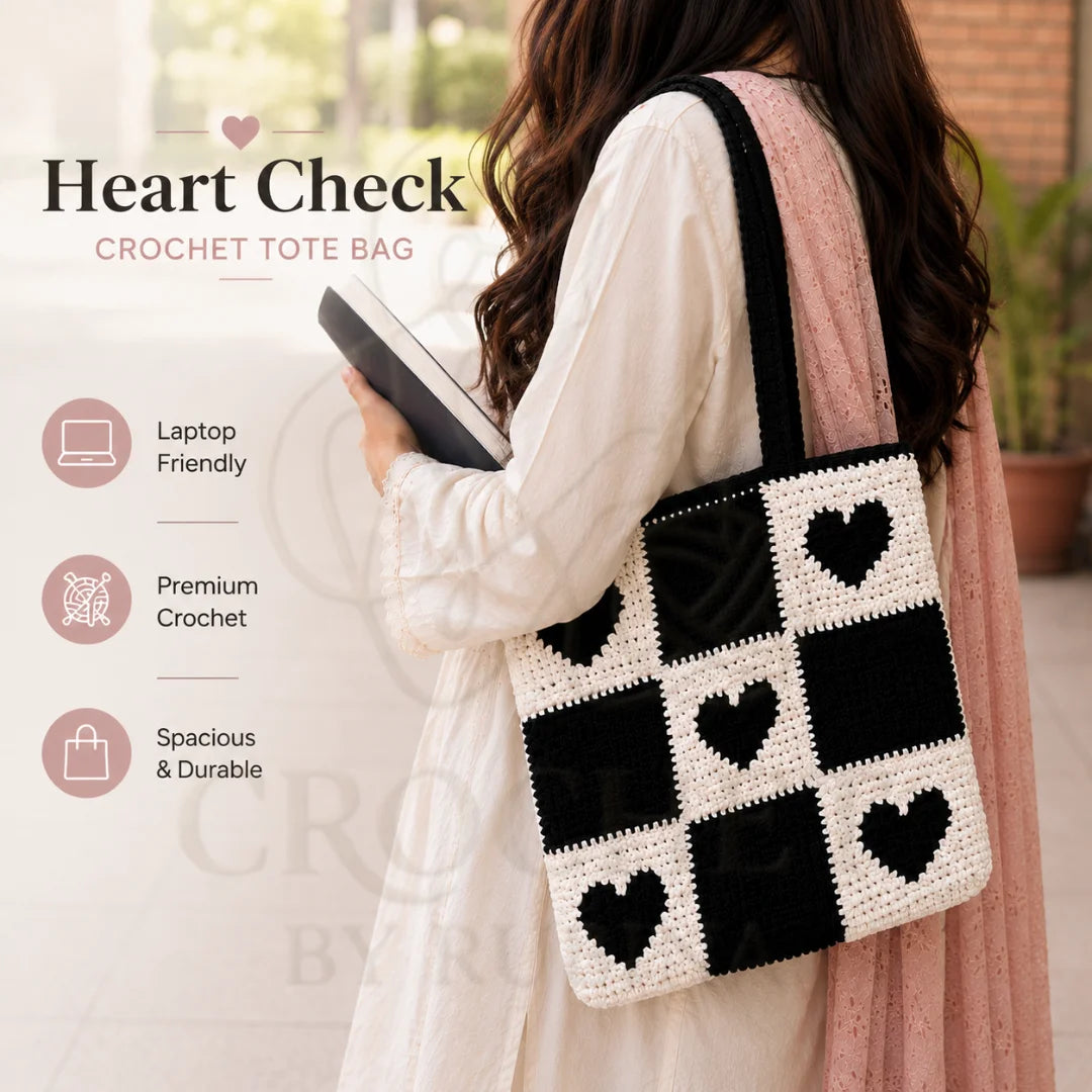 Crochet Heart Check Bag