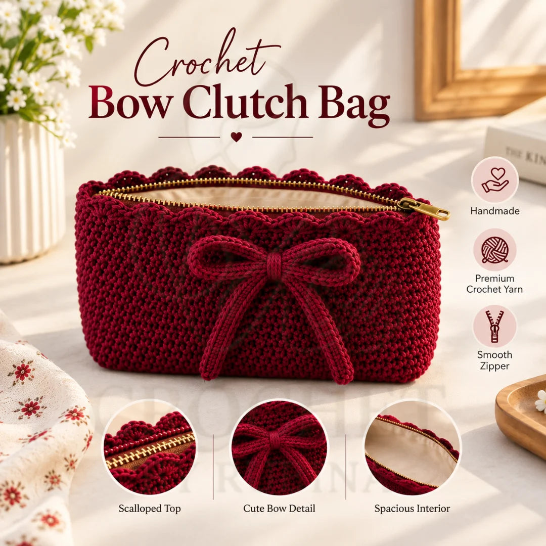 Crochet Bow Clutch Bag