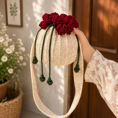 Crochet Rose Potli Bag