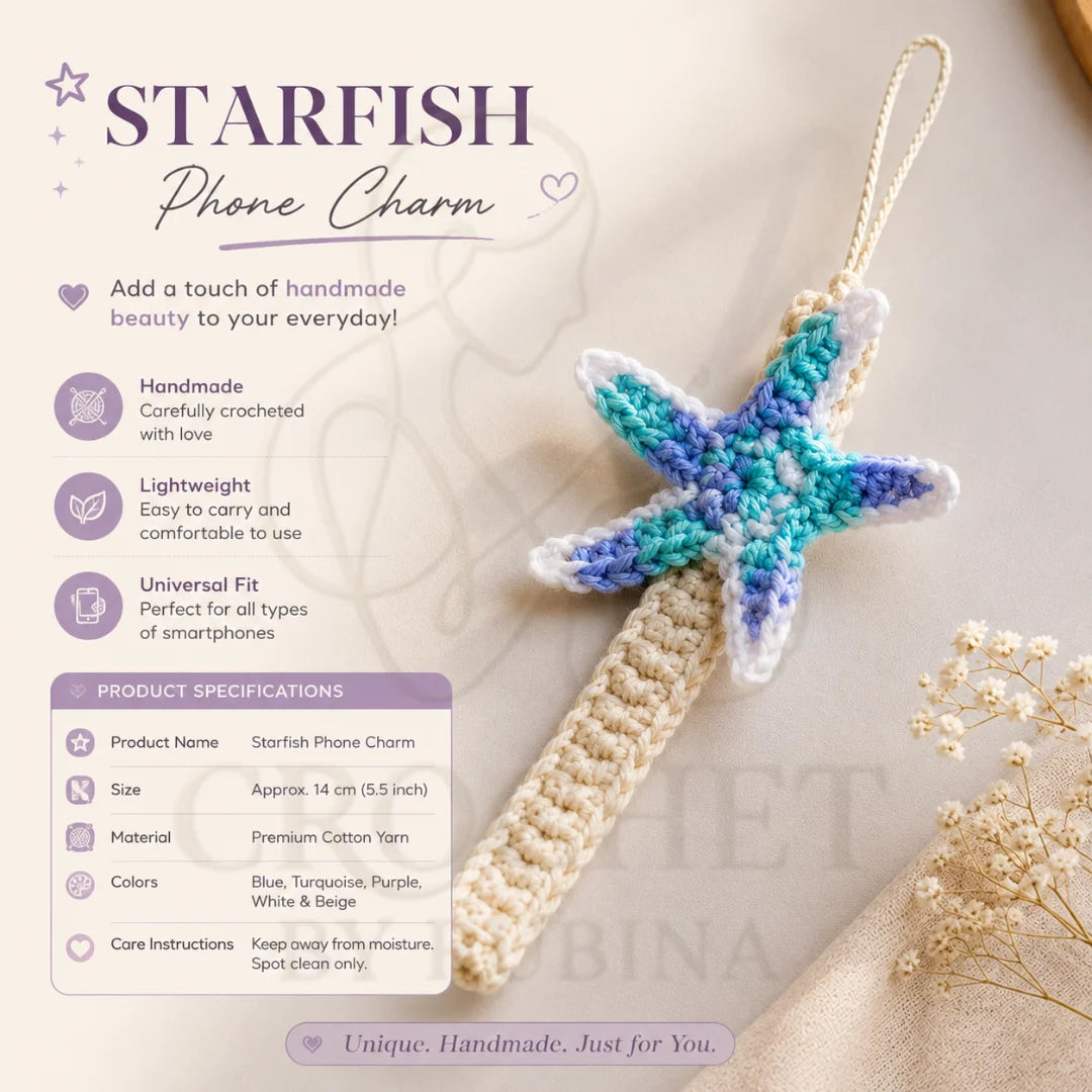 Crochet Starfish Phone Charm