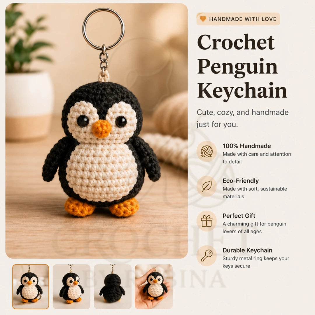 Crochet Penguin Keychain