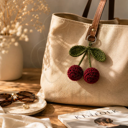 Crochet Cherry Keychain
