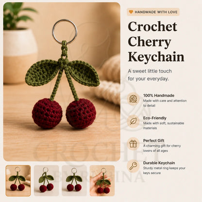 Crochet Cherry Keychain