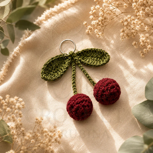 Crochet Cherry Keychain