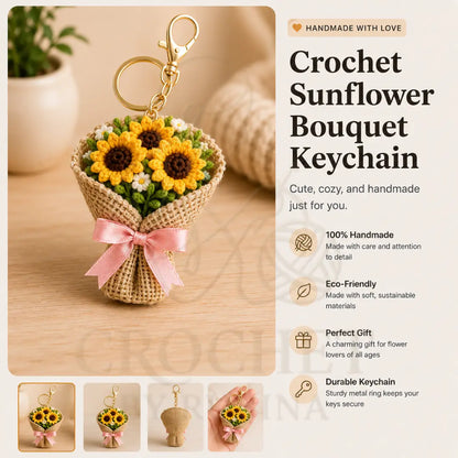 Crochet Sunflower Bouquet Keychain