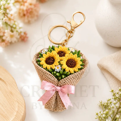 Crochet Sunflower Bouquet Keychain