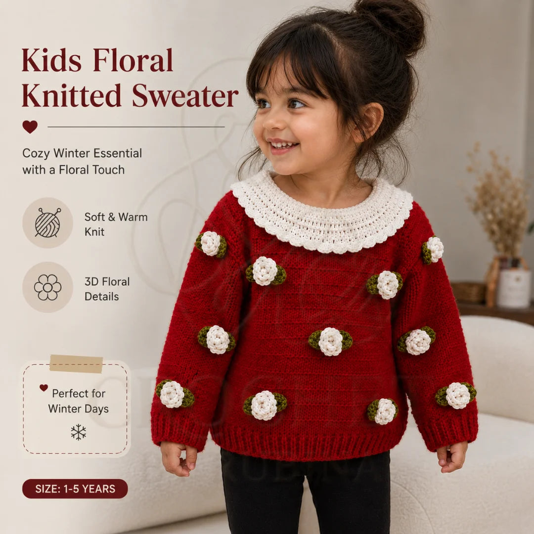 Crochet Kids Floral Sweater