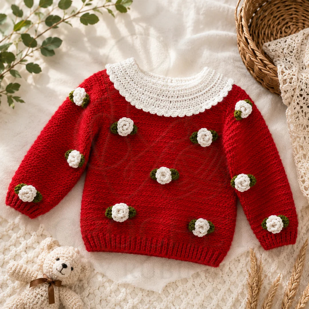Crochet Kids Floral Sweater