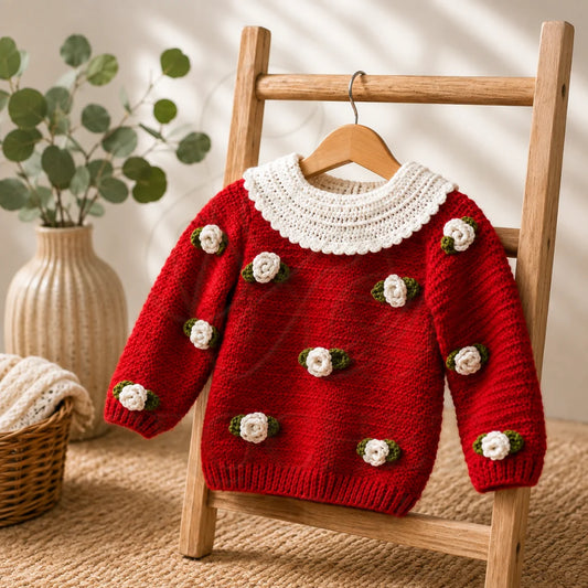 Crochet Kids Floral Sweater
