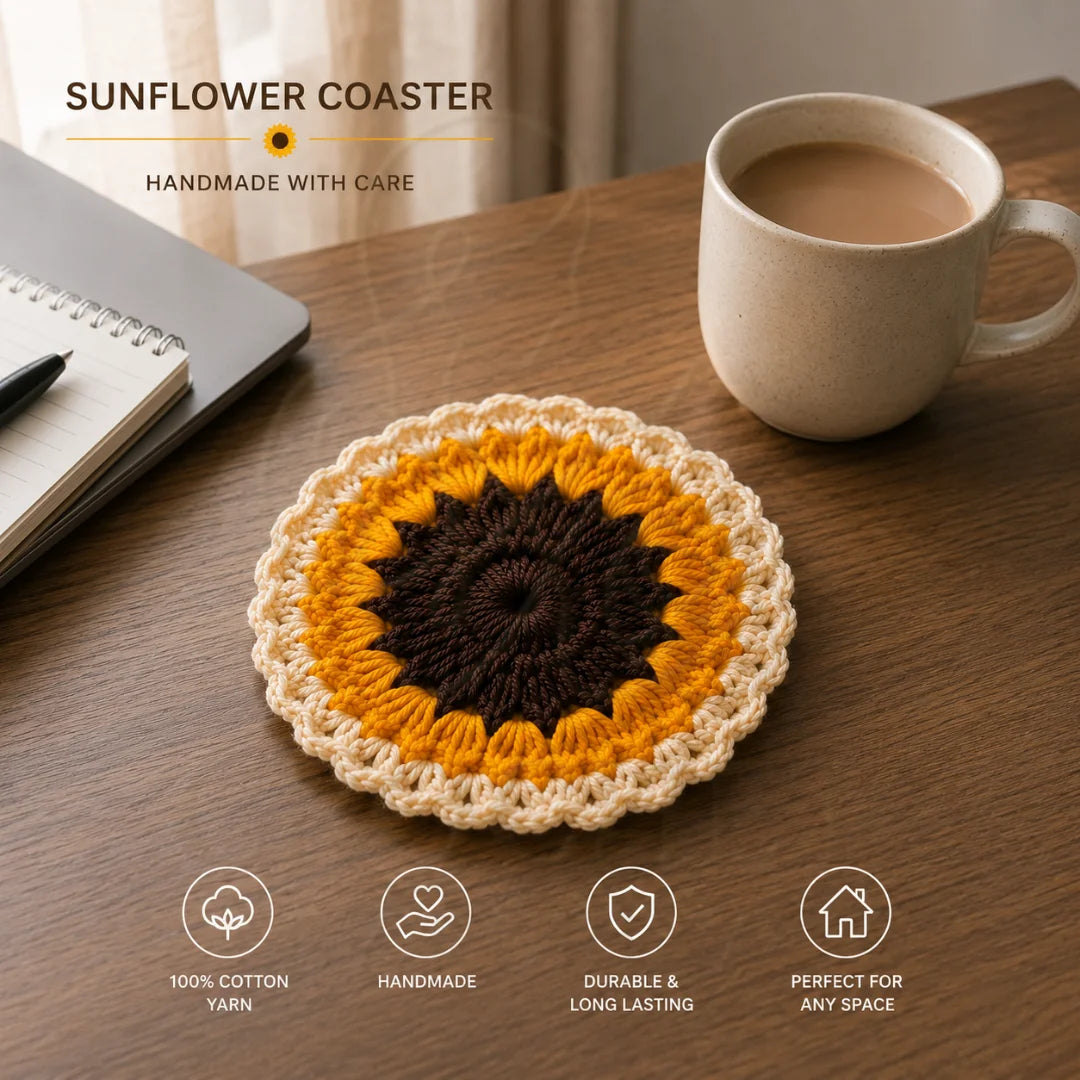 Crochet Sunflower Coaster