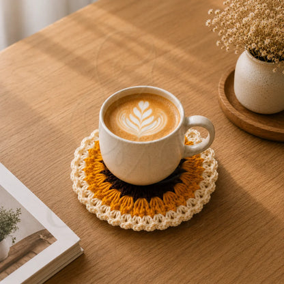 Crochet Sunflower Coaster
