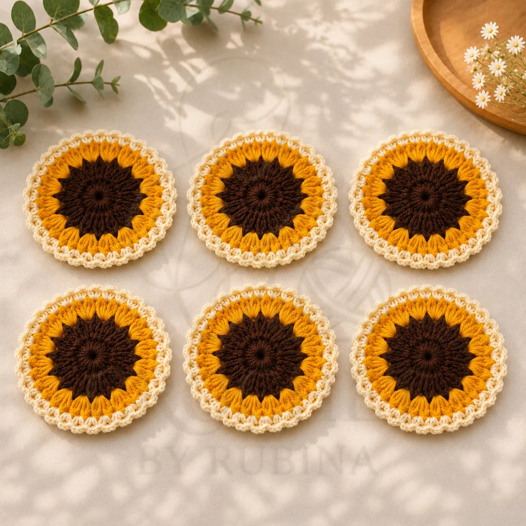 Crochet Sunflower Coaster