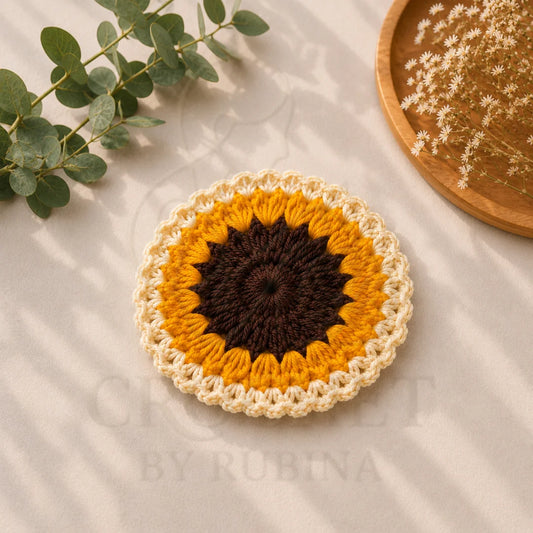 Crochet Sunflower Coaster