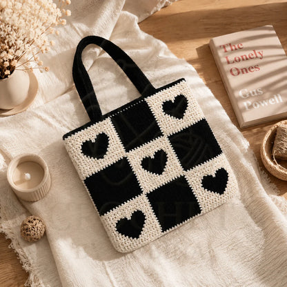 Crochet Heart Check Bag
